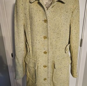 MODA INTERNATIONAL wool blend tweed 3/4 length coat